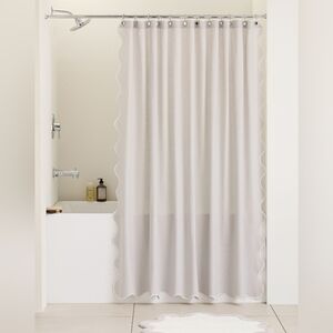 West Elm Scalloped Ripple Shower Curtain Frost Gray 74×74